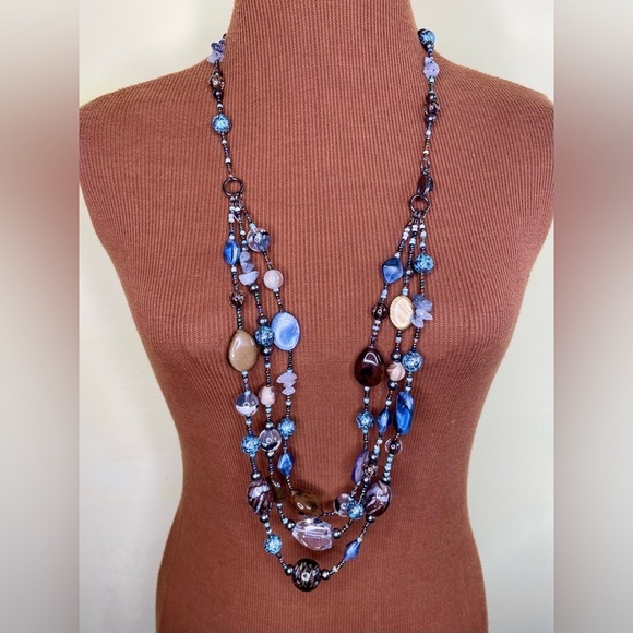 Cookie Lee Beaded Multi-Strand Crystal Glass Convertible Necklace - Picture 1 of 8